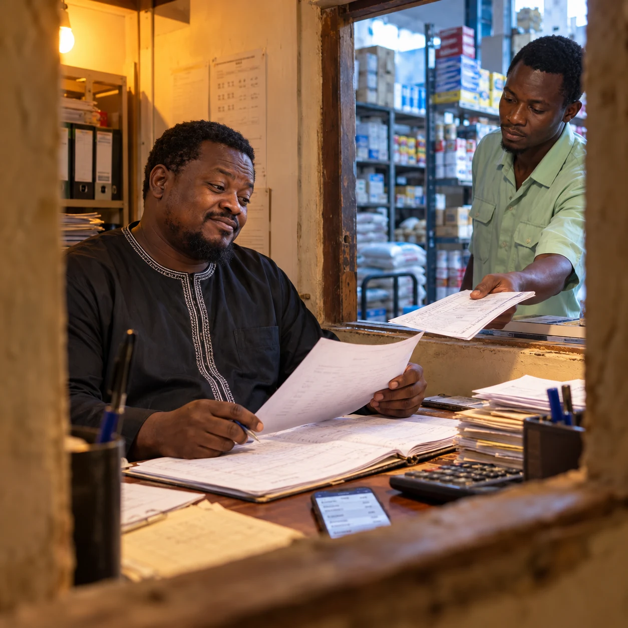 Responsable à Tambacounda rapprochant facture, livraison et mouvement de stock.